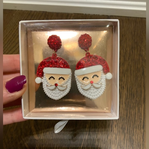 Santa Christmas Large Jewel Statement Earrings Women’s Jewelry BRAND NEW - Picture 1 of 5